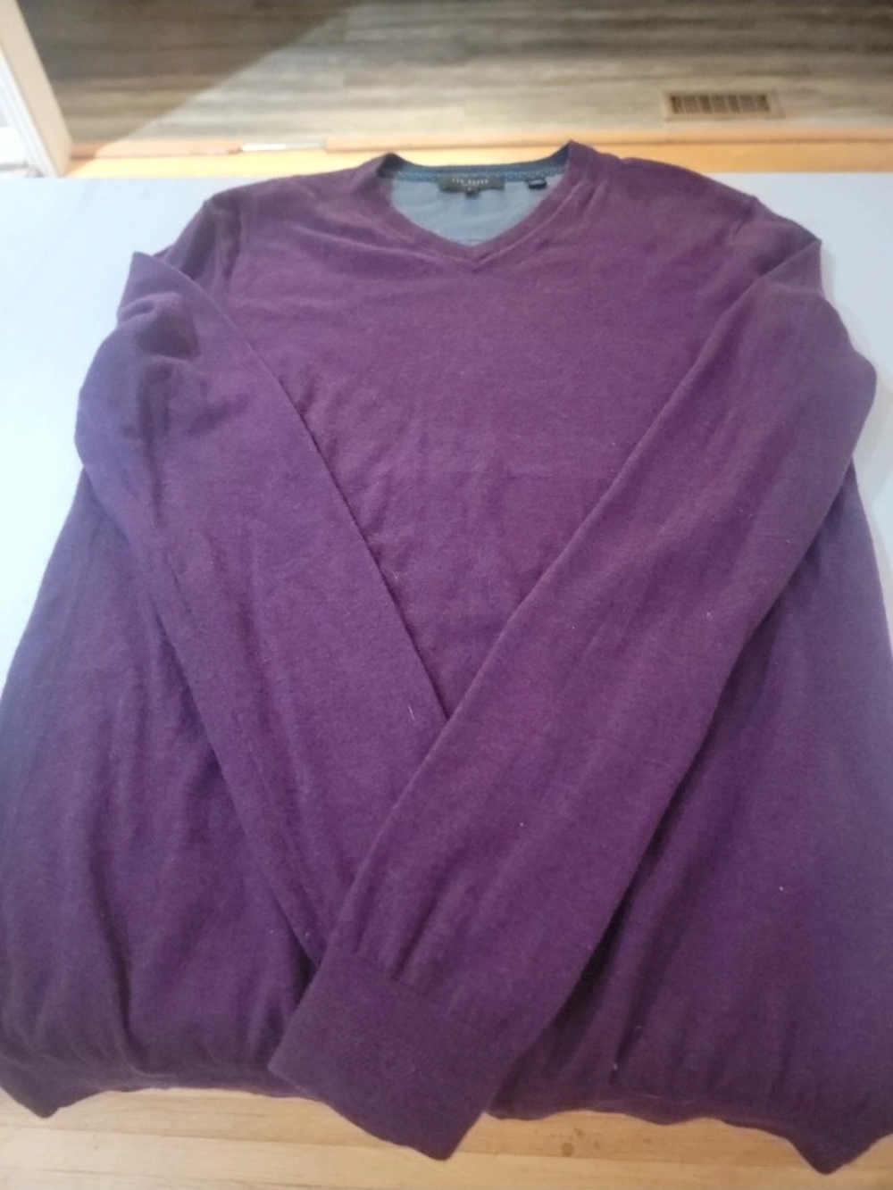 Ted Baker Merino Wool V-Neck Sweater in Purple Size Small